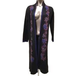 Black Floral Max Sport Open Front Long Cardigan